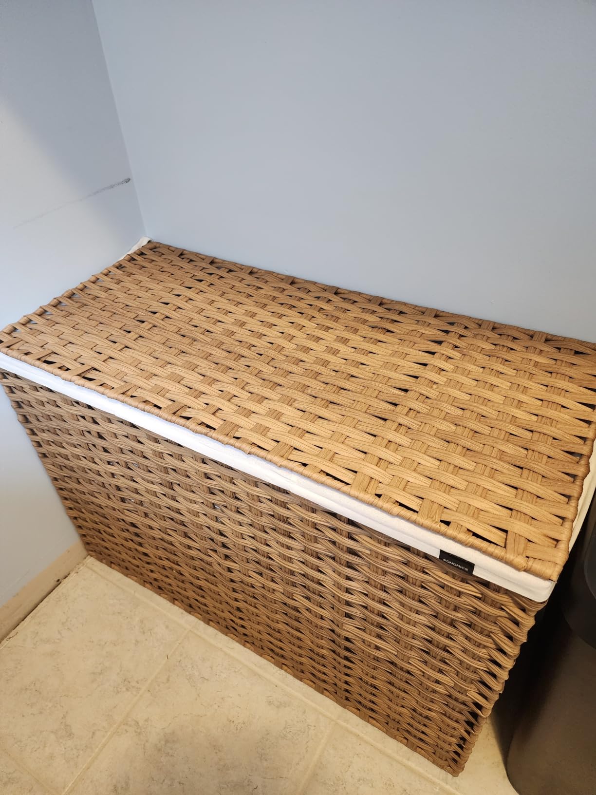 SONGMICS Laundry Hamper with Lid, 130L Double Wicker Basket, 6 Mesh Bags customer photo 1