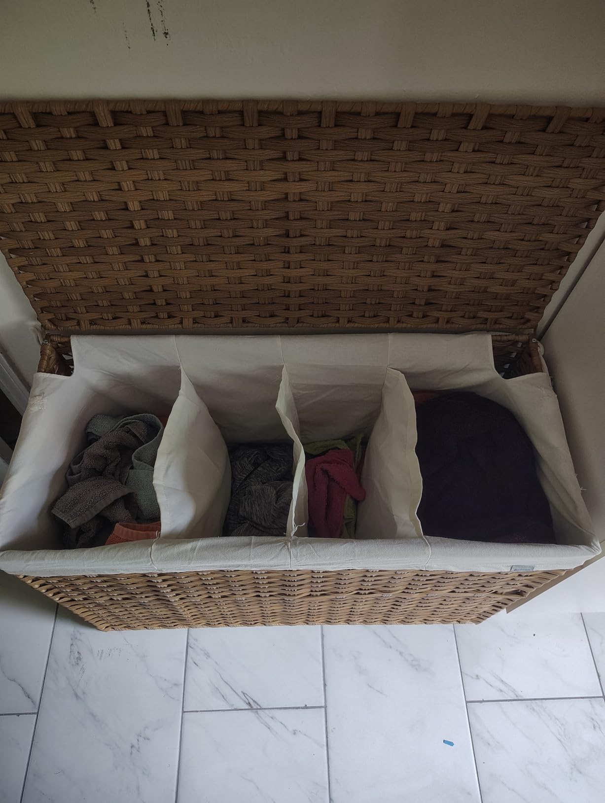 SONGMICS Laundry Hamper with Lid, 130L Double Wicker Basket, 6 Mesh Bags customer photo 2