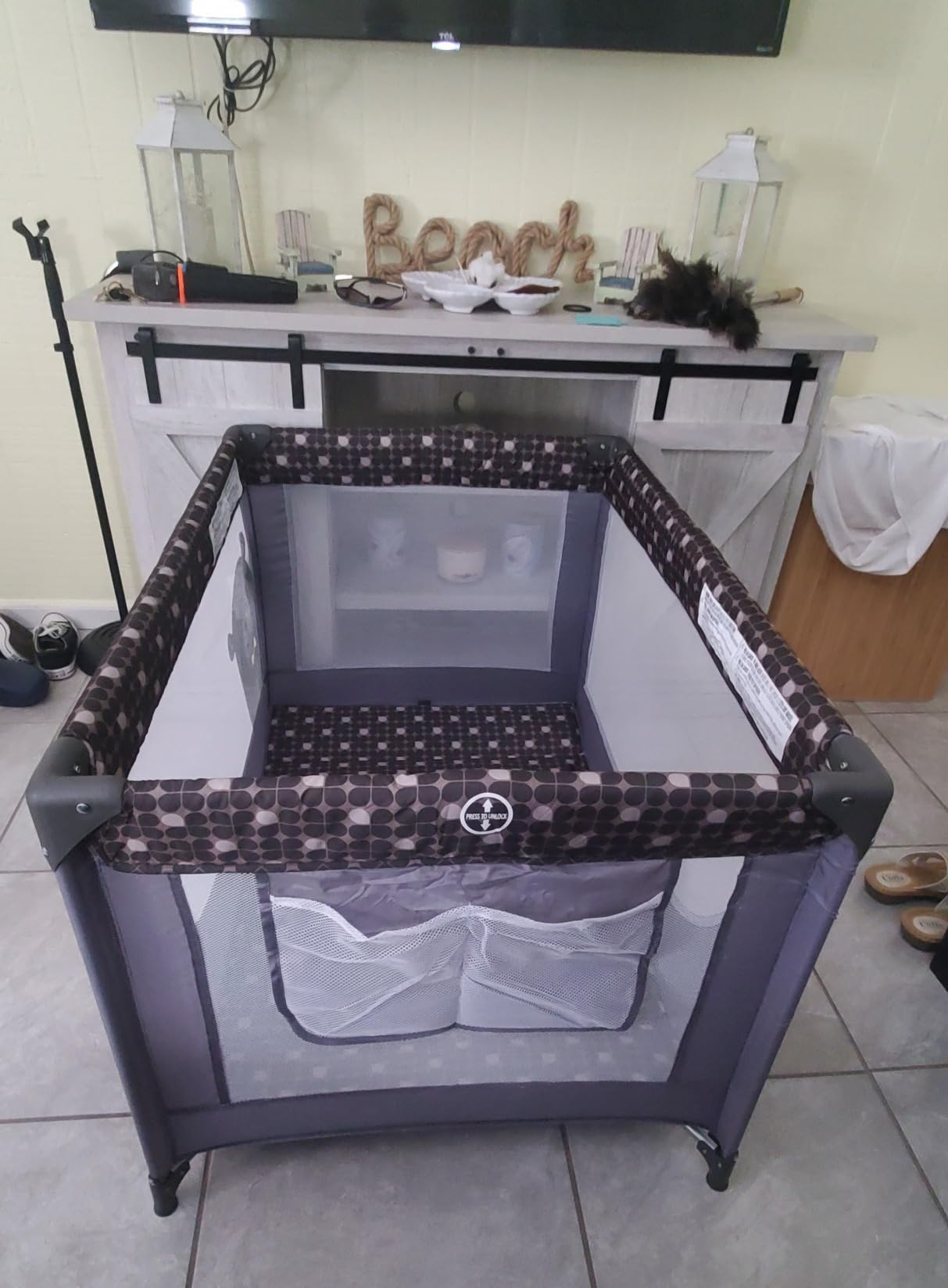 Pamo Babe Pack and Play Portable Crib Baby Playpen Foldable Playard for Infant Toddler with Mattress Pad, Lightweight Unisex Travel Crib Gray customer photo 1