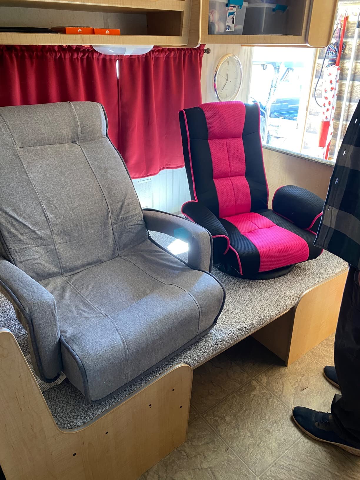 360 Degree Swivel Floor Chairs for Adults, Gaming Floor Chair with Back Support, 14 Angles Adjustable Comfortable Floor Lounge Chair Folding Video Game Chairs Office Bedroom 201(Black+Red) customer photo 2