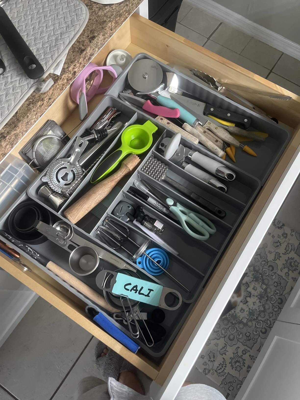 Simple Houseware Expandable Kitchen Drawer Flatware Organizer, Gray customer photo 2