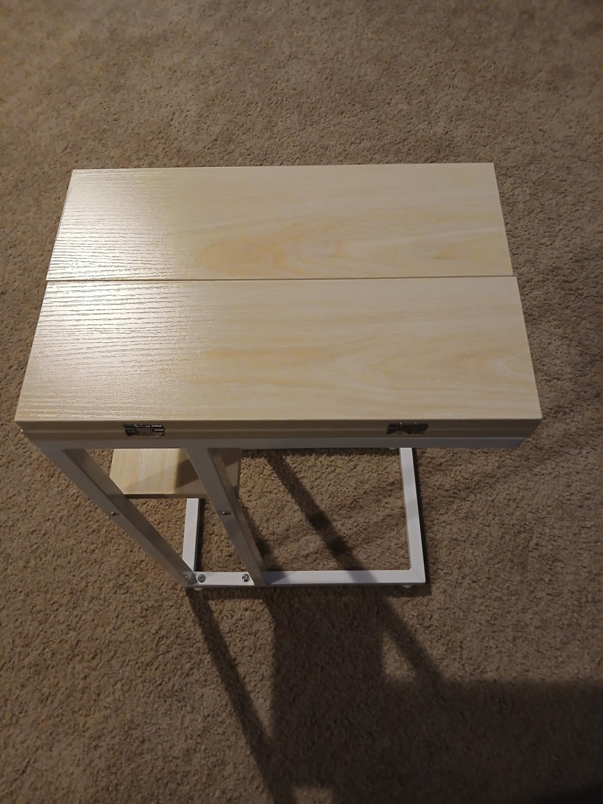 HOOBRO Foldable C Shaped End Table, C Shaped Side Table with Storage Shelf, Slide Under Couch Table for Sofa, Small Spaces, for Living Room, Bedroom, Easy Assembly, Rustic Brown BF29SF01 customer photo 2