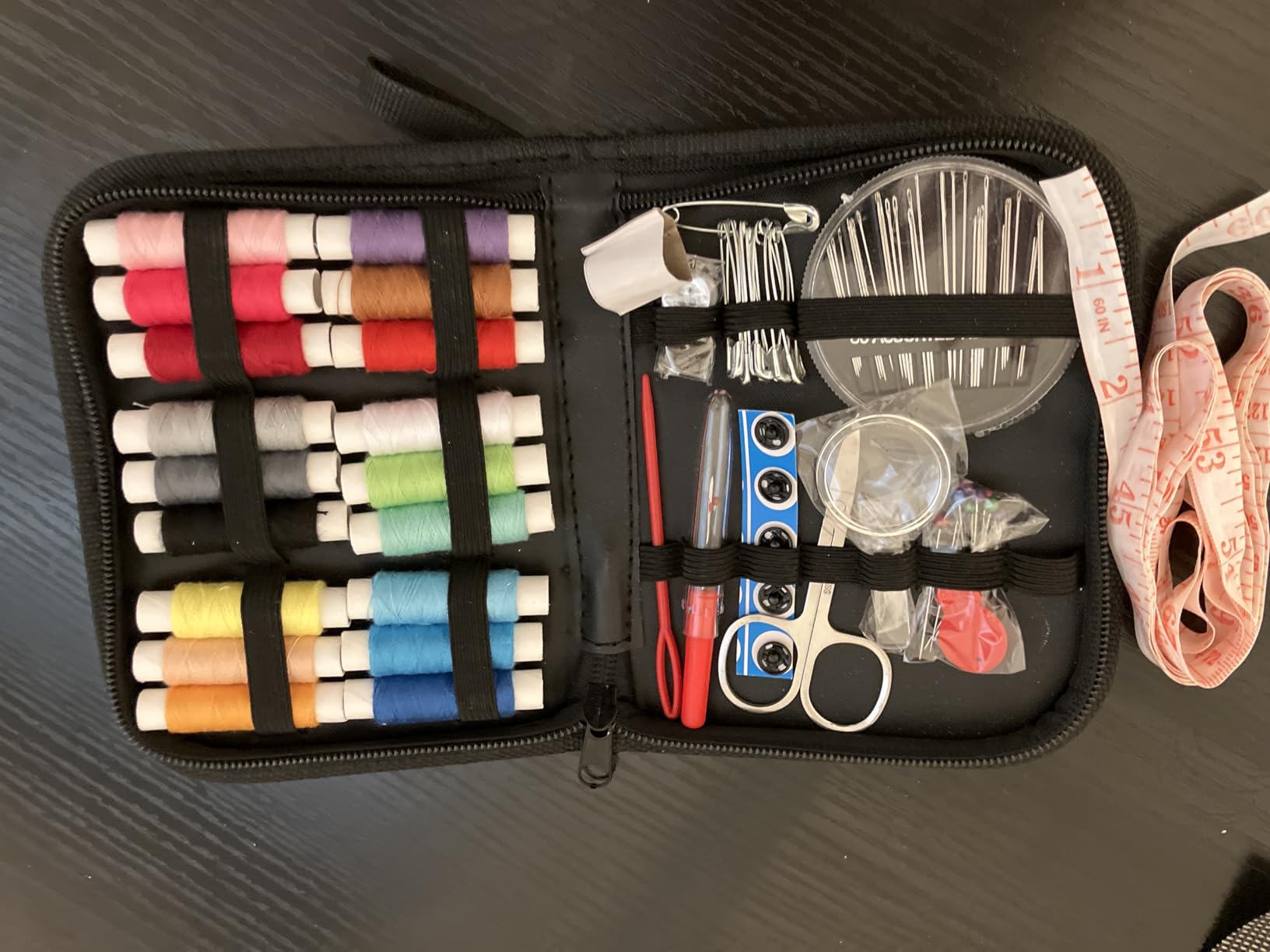 JUNING Sewing Kit with Case Portable Sewing Supplies for Mom Grandma Women Men Teen Girls Boys Home Traveler, Adults, Beginner, Emergency, Contains Thread, Scissors, Needles,Measuring Tape and More customer photo 1