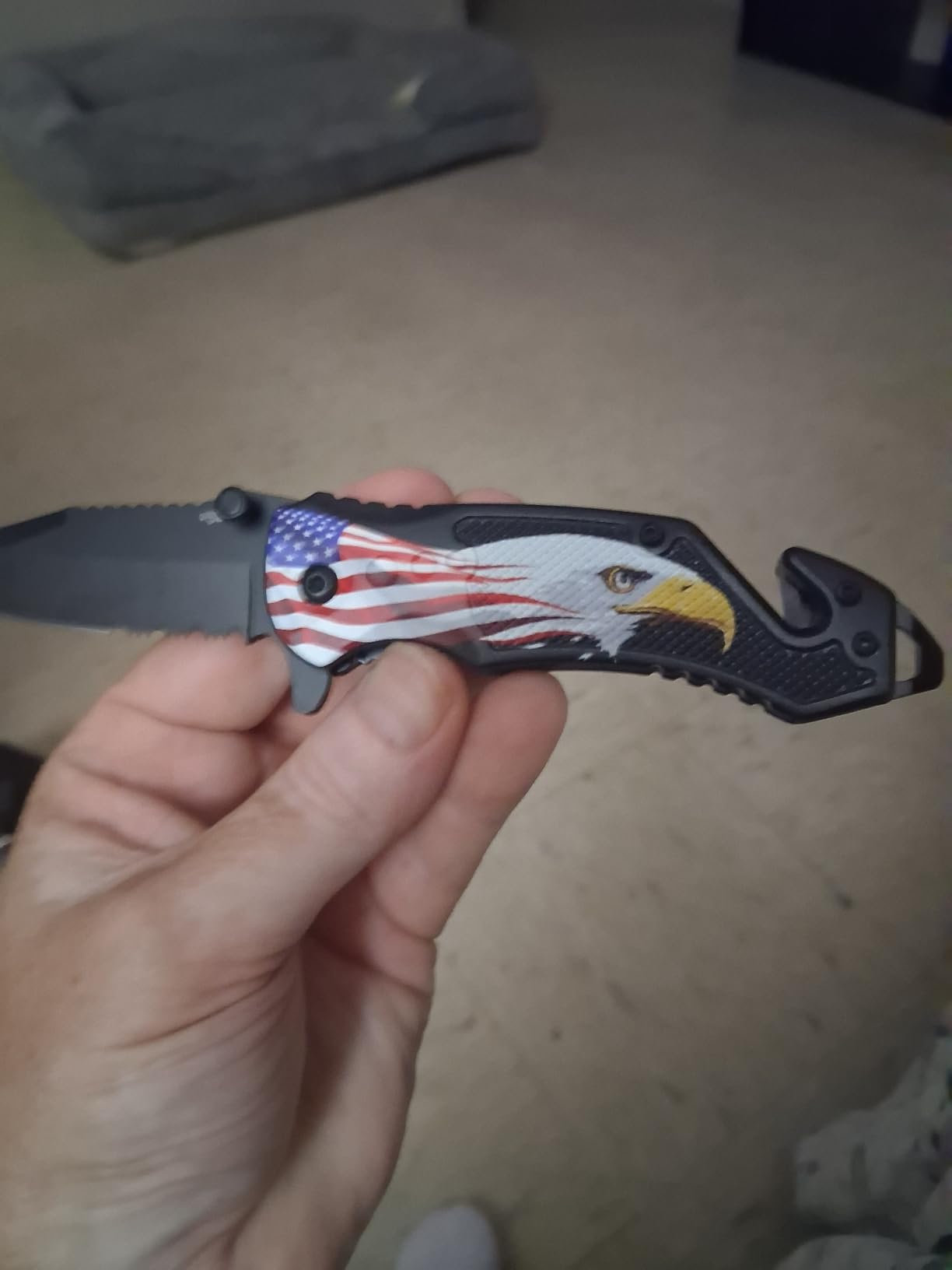 GOOD WORKER Legal Pocket Knife with 2.95” Serrated Blade, Glass Breaker, Seat Belt Cutter - EDC Sharp Folding Knives with Portable Clip - Small Tool for Tactical Camping Survival Hiking - Gifts for Men, Women customer photo 1
