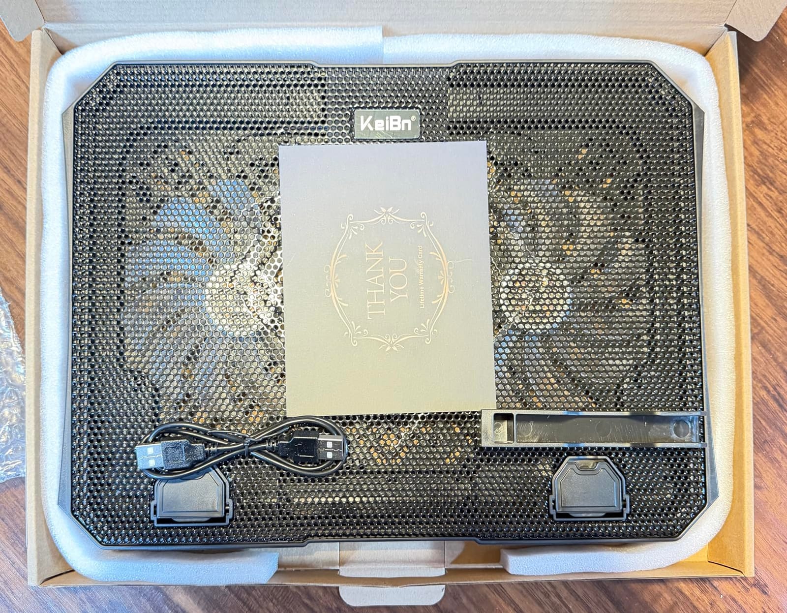 KeiBn Laptop Cooling Pad, Gaming Laptop Cooler 2 Fans for 10-15.6 Inch Laptops, 5 Height Stands, 2 USB Ports (S039) customer photo 1
