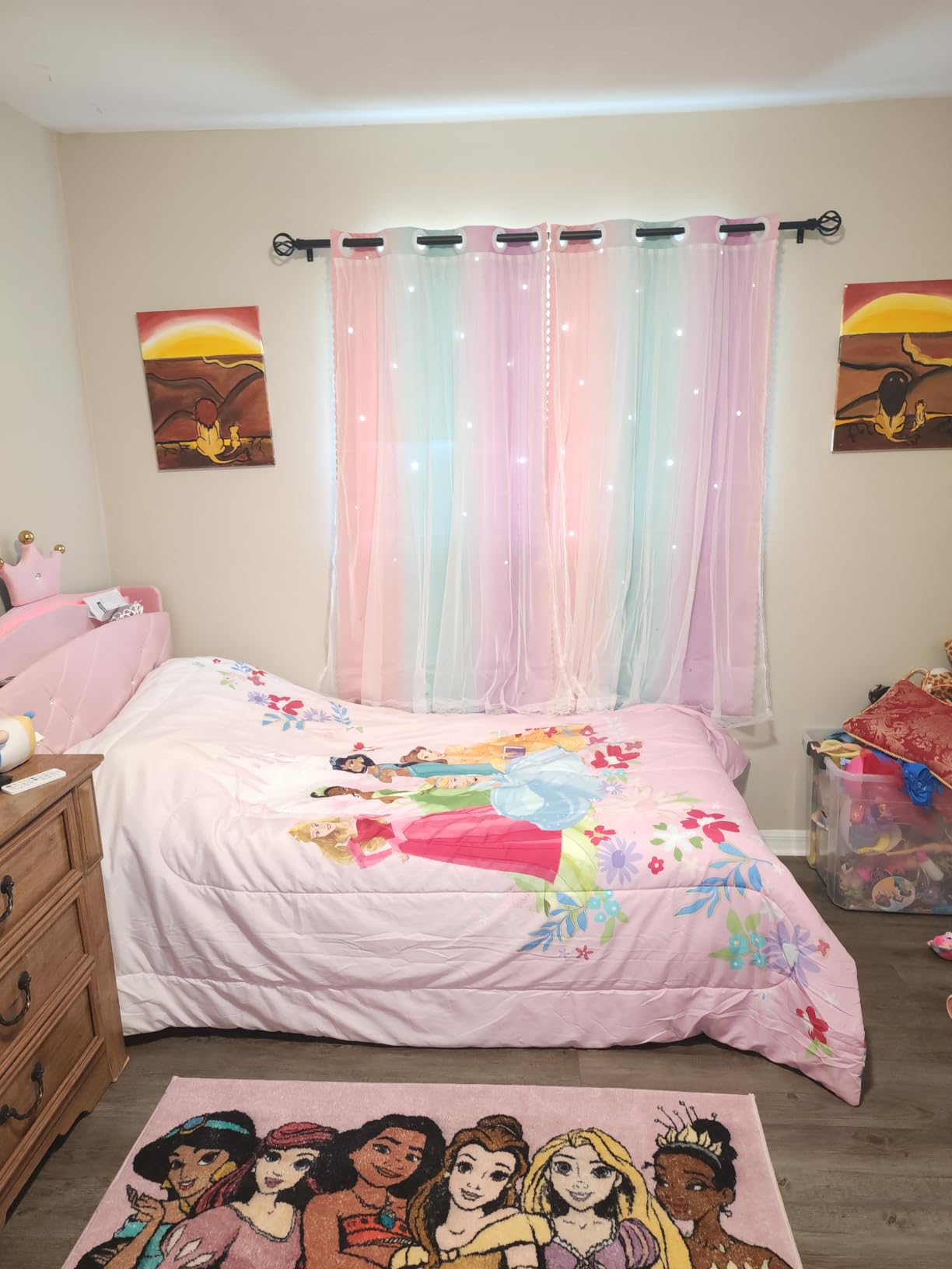 XiDi Curtains for Girls Bedroom Decor, Rainbow Blackout Curtains for Kids/Little Girl Room Decor, Unicorn Wall Decals,Pink Purple Green,63 x 34 inches,1 Panel customer photo 2