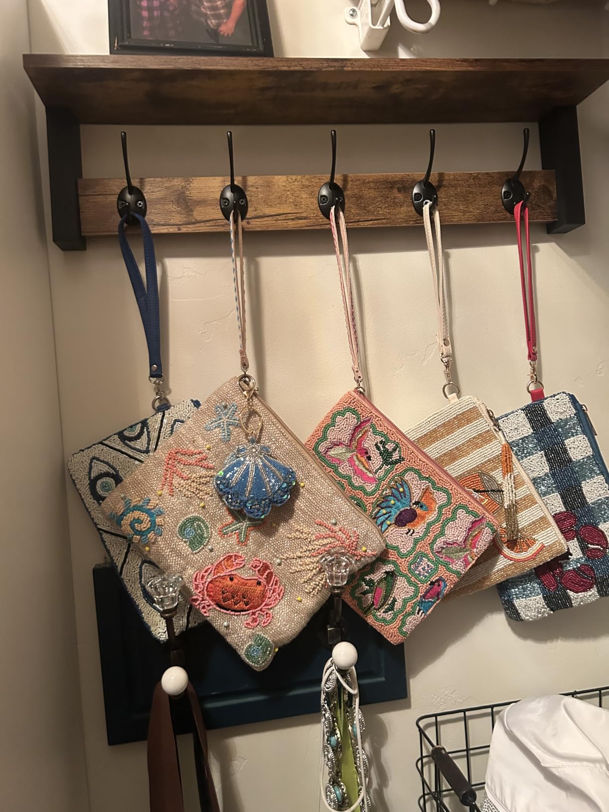 Key Holder Wall Mount, Farmhouse Wall Shelf with 4 Hooks for Entryway customer photo 1