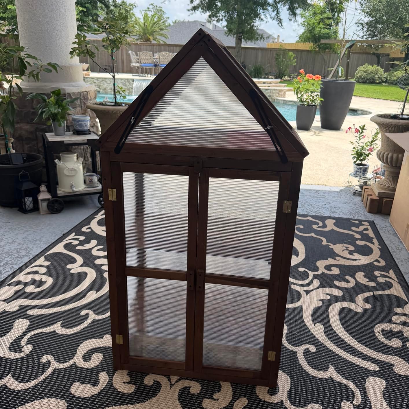 Happygrill Cold Frame, Mini Wooden Green House w/Transparent Openable Roof customer photo 1