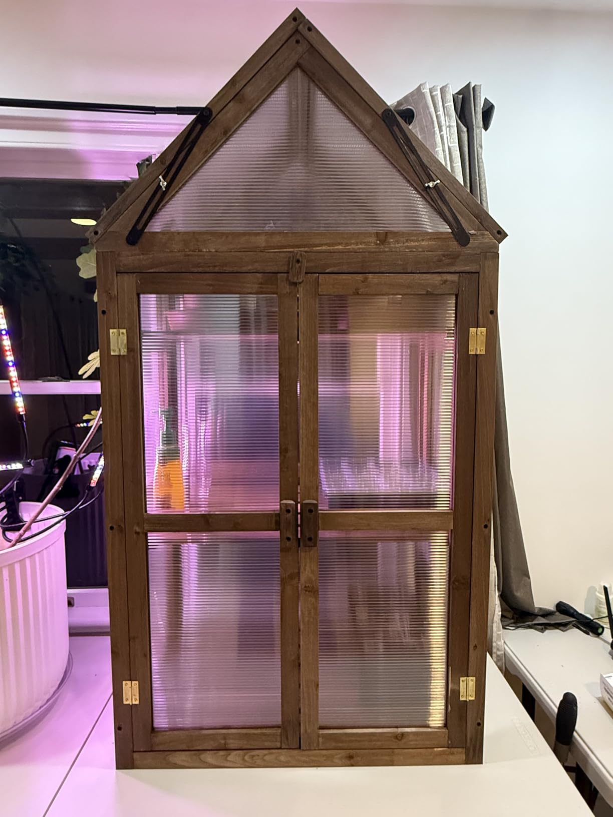 Happygrill Cold Frame, Mini Wooden Green House w/Transparent Openable Roof customer photo 2