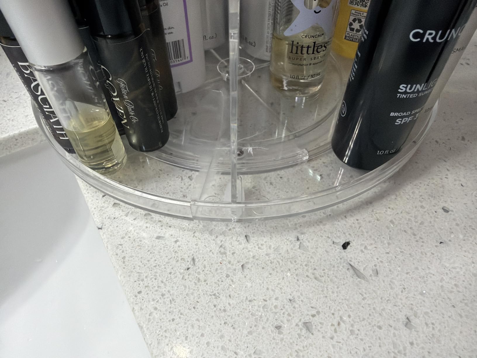 Masirs 360 Rotating Makeup Organizer Countertop, Adjustable Shelf, Clear customer photo 1
