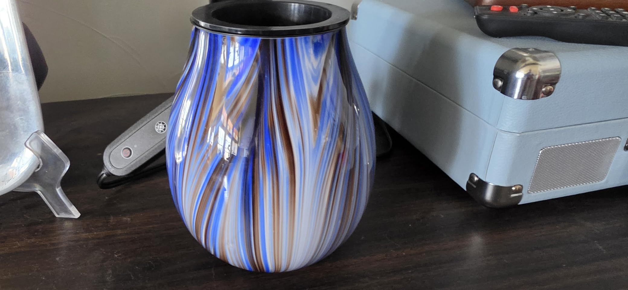 inrorans Glass Electric Wax Melt Warmer Oil Burner with Stable Heating PTC Reusable Silicone Tray 7 Colorful Changing Led Light Night Light Scent Warmer for Home Fragrance Warmers-Firework customer photo 2