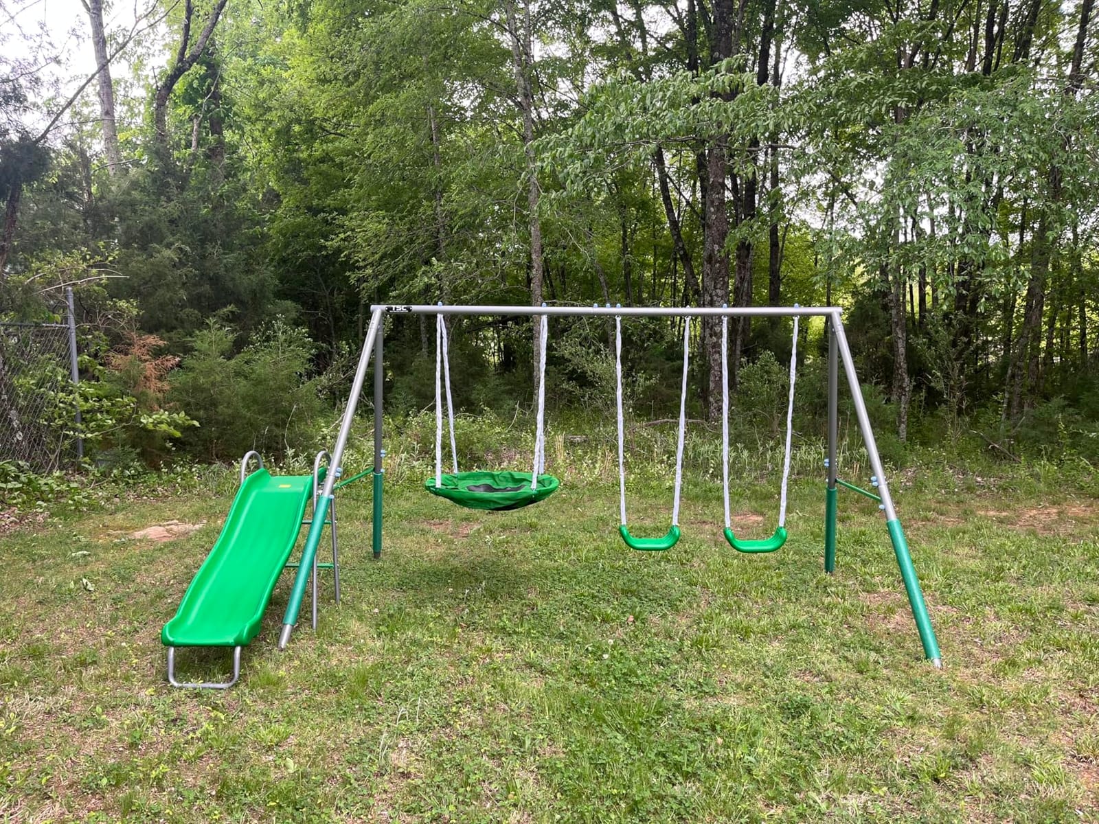 Sportspower Northridge Metal Swing Set, 500 lb Capacity, 3in Saucer, 2 Blow-Molded Swings, on 5ft Slide, Durable 6ft Frame, Outdoor Backyard Playset for Kids Aged 3–8 customer photo 2