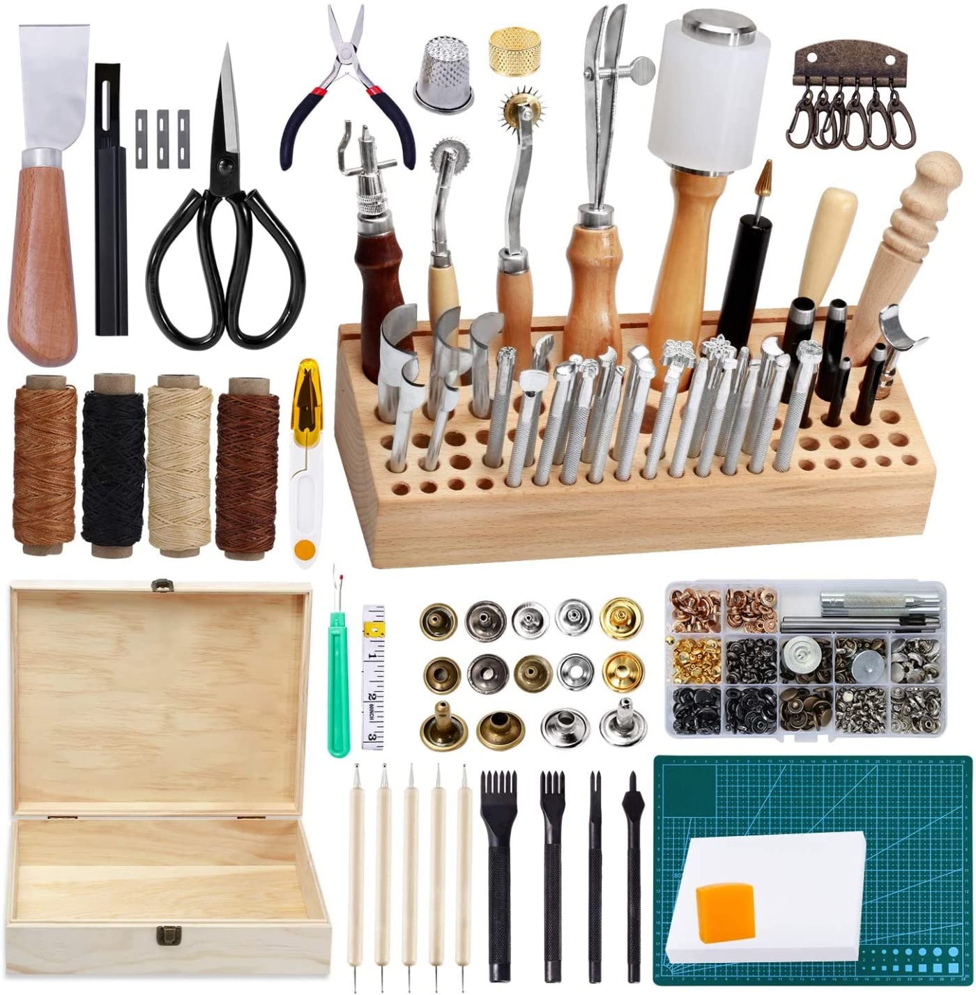60 Pcs Leather Working Kit Leather Crafting Kit Leathers Sewing Kit customer photo 2