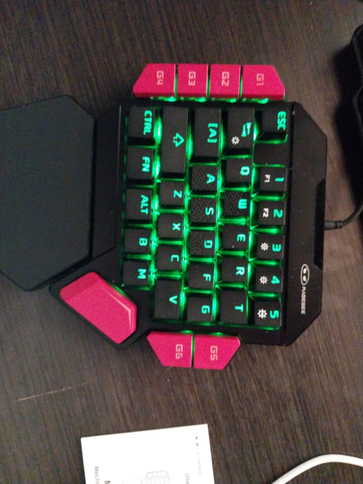 MageGee One Handed Professional Gaming Keyboard, RGB Backlit 35 Keys Mini Wired Mechanical Keyboard with Blue Switch for PC Gamer, Support 6 Macro Keys - Black/Red customer photo 1