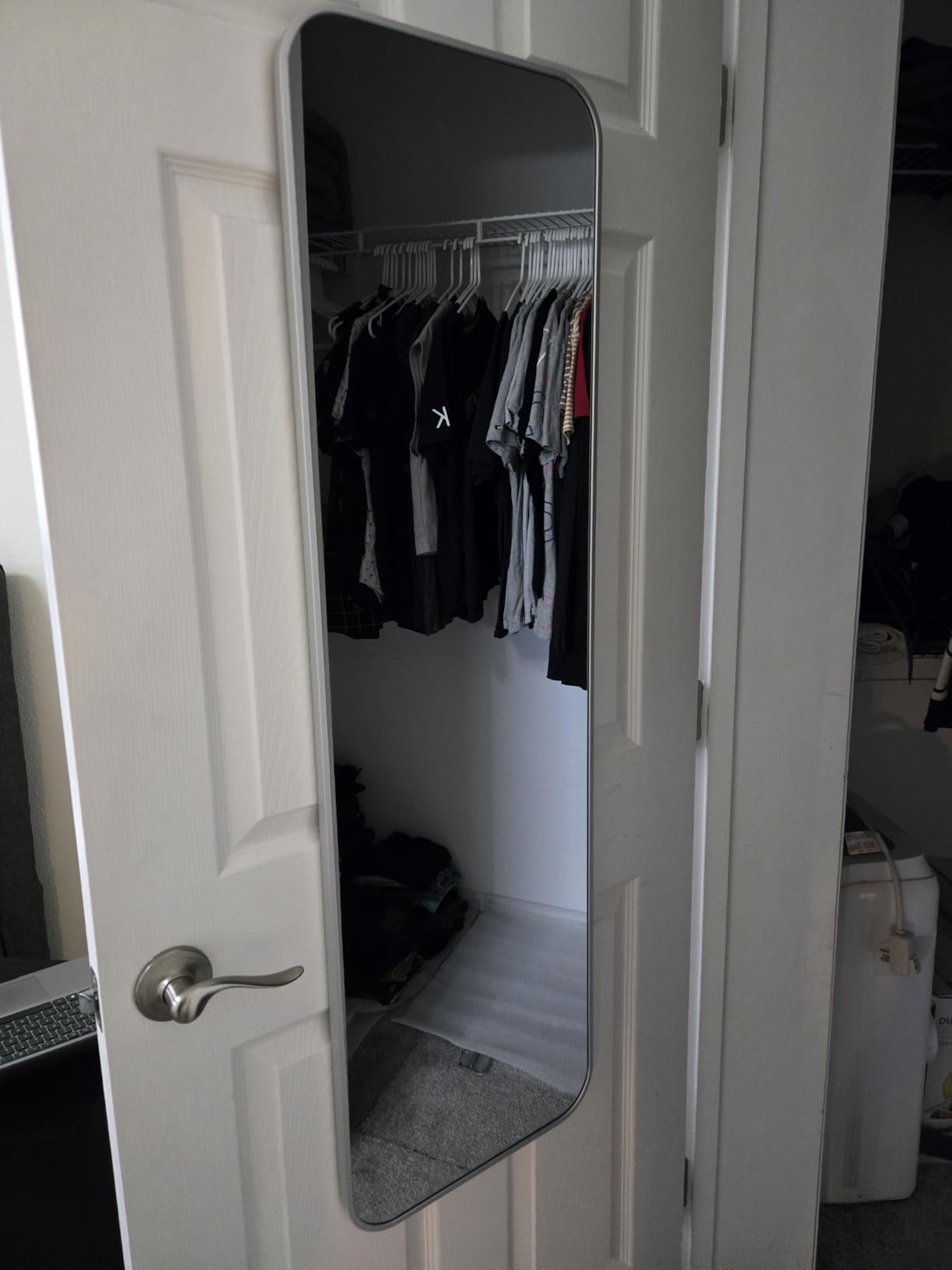SCWF-GZ 47x14 Full Length Mirror Over the Door Hang or Wall Mounted Black customer photo 2