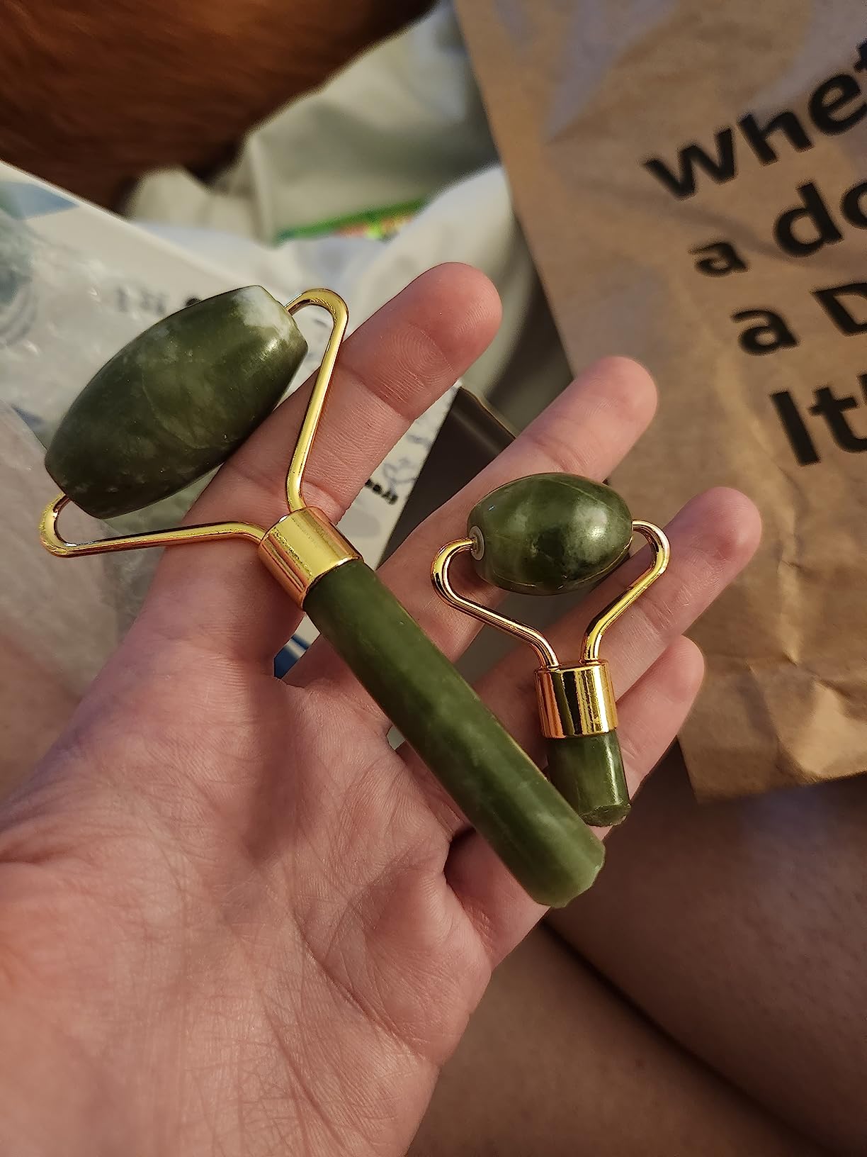 AECW 3-in-1 Natural Jade Roller and Gua Sha Set for Face and Eye Ice Roller Facial Cooling Massage Roller customer photo 1