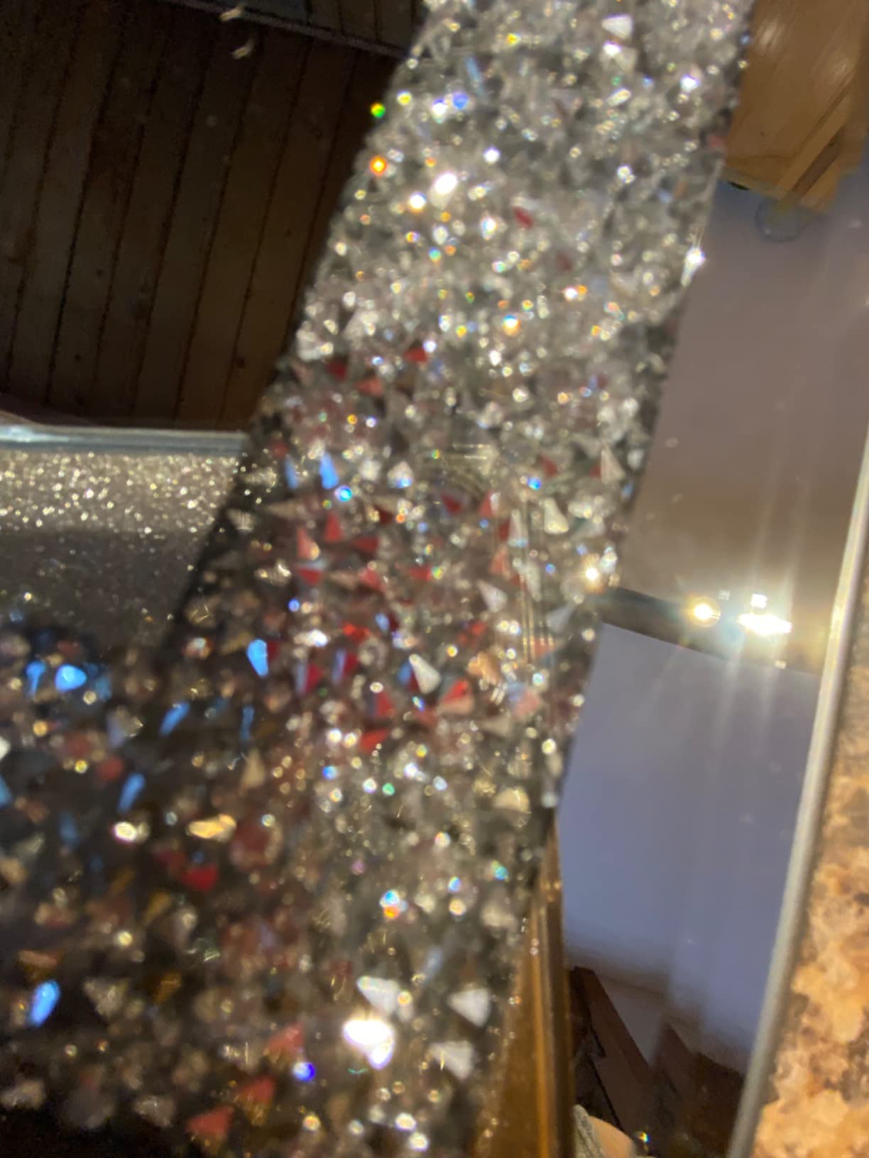 2 Piece Wall Mirrors, Crush Diamond Wall Decor, Gold Color Decorative Mirrors for Living Room, Bedroom, Bathroom. (11'x15') customer photo 1