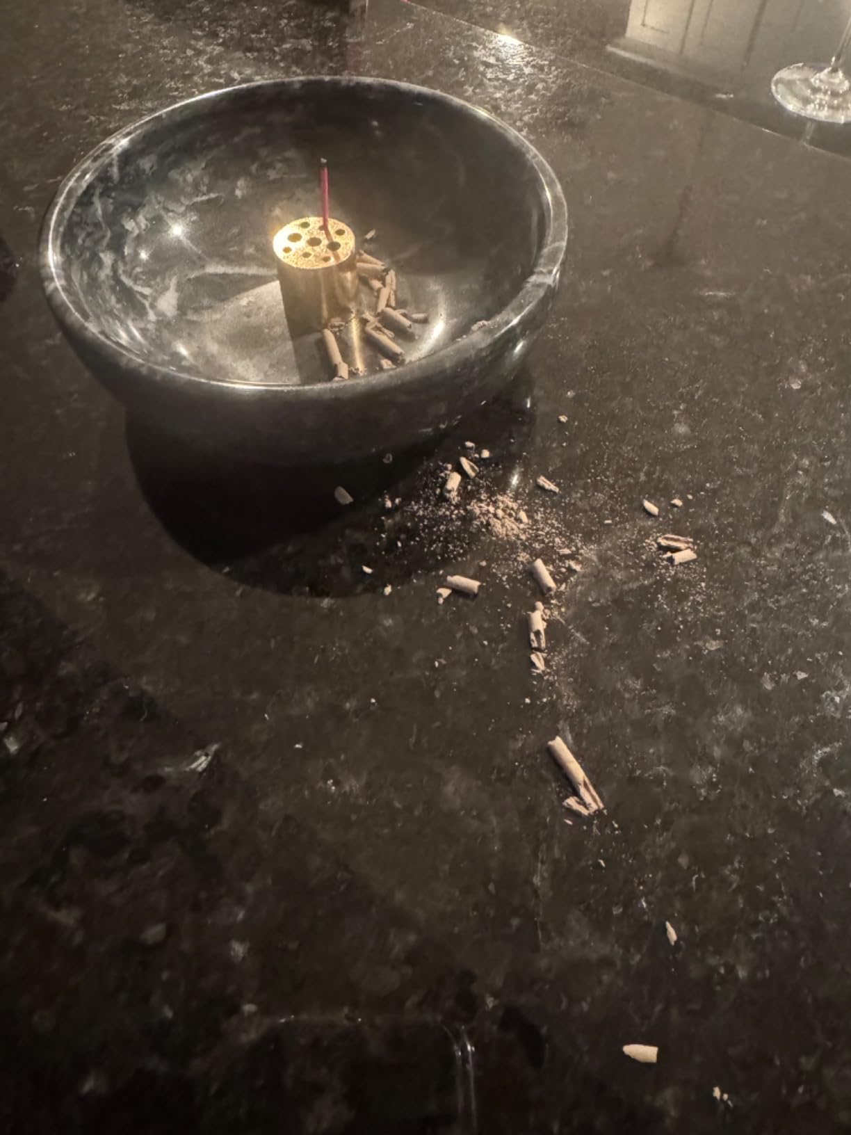 Vrupin Natural Marble Incense Burner, Handmade Incense Stick Incense Burner Reflux Burner, Ideal for use in Meditation, Incense Smokers and Decoration. (Black) customer photo 1
