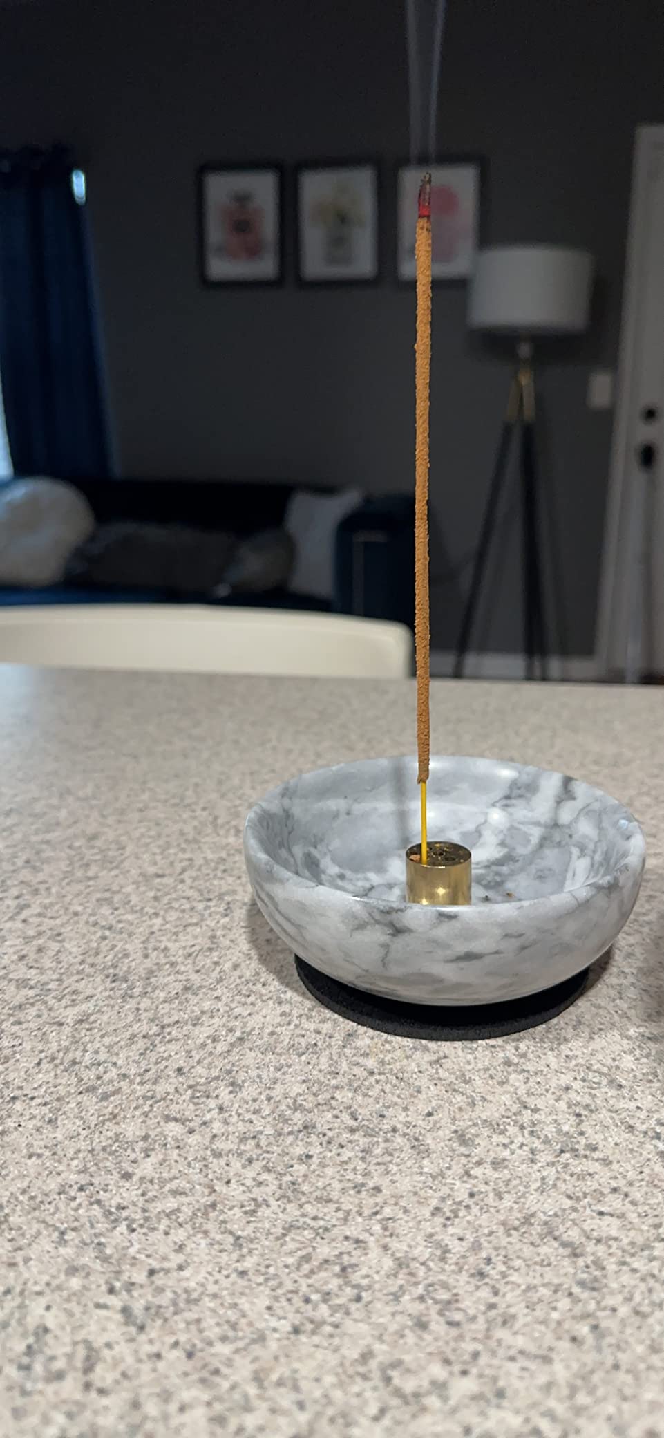 Vrupin Natural Marble Incense Burner, Handmade Incense Stick Incense Burner Reflux Burner, Ideal for use in Meditation, Incense Smokers and Decoration. (Black) customer photo 2