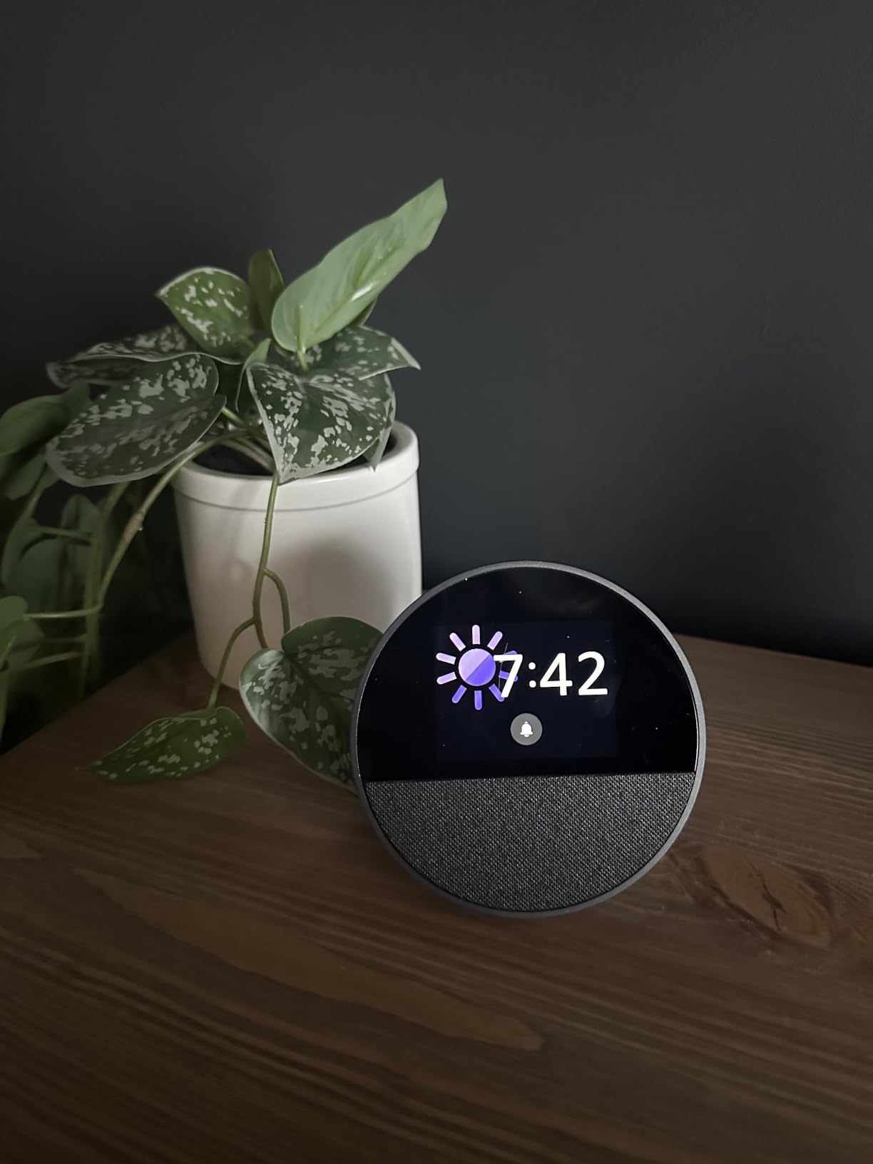Echo Spot (newest model), Great for nightstands, offices and kitchens, Smart alarm clock, Designed for Alexa+, Black customer photo 1