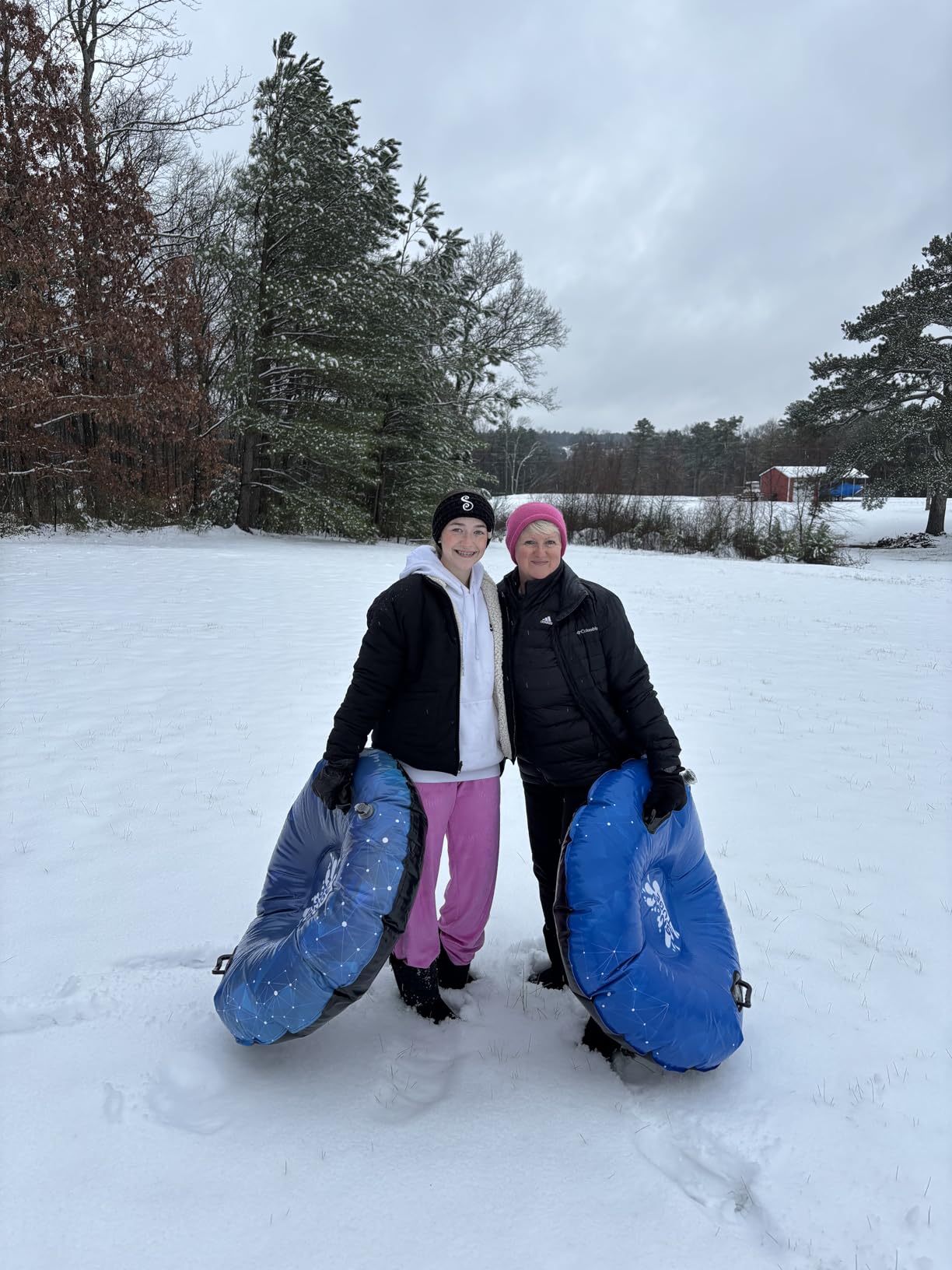 Snow Tube, WOLKEK 40 Inch 2Pack / 47 Inch 1Pack Snow Sled for Kids and Adult, Thickened Heavy Duty Hard Bottom Sleds for Snow with Handles, Winter Toys for Outdoor Sledding Snow Tube Sports customer photo 1