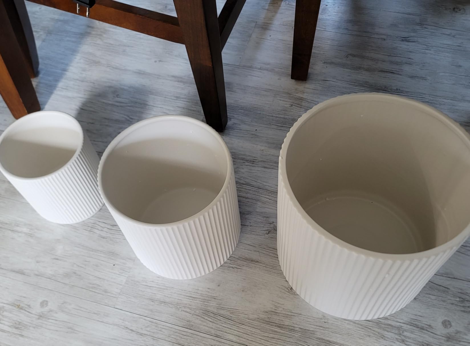 Amazon Basics Fluted Ceramic Planter Pot for Indoor Outdoor Plants, Round Flower Pot with Drainage Hole, 10-inch, White customer photo 2