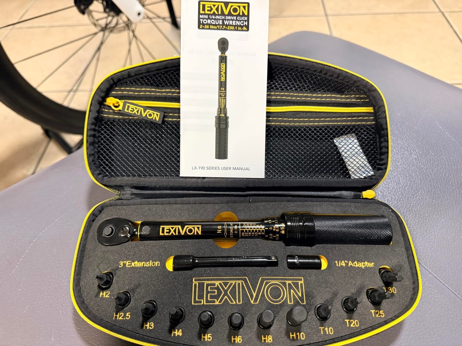 LEXIVON Bike Torque Wrench 1/4-Inch Dr. 15-Piece Kit | 72-Tooth Gear, Dual-Direction Click Type 2~26 Nm / 17.7~230.1 in-lb (LX-191) customer photo 2