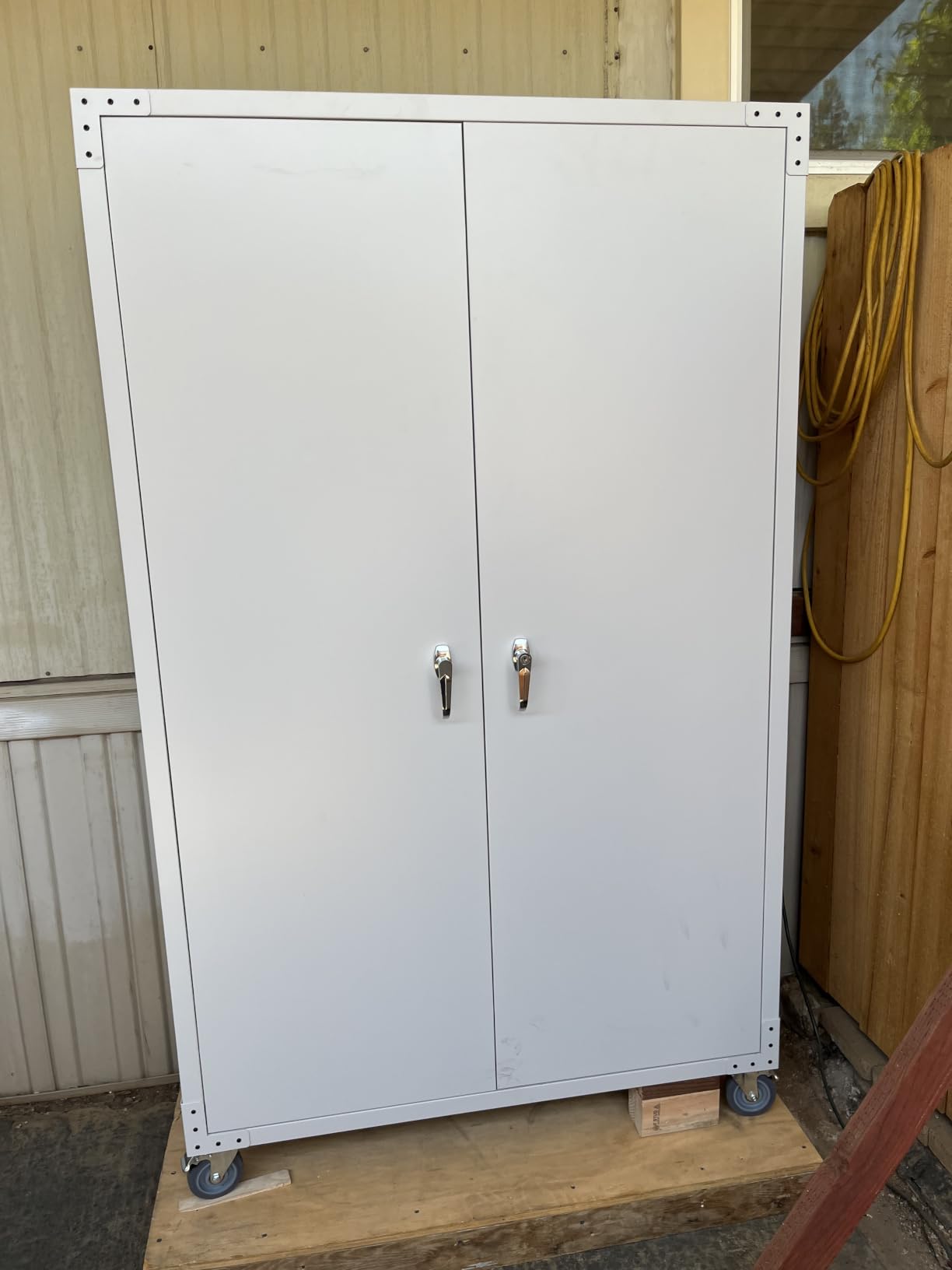 VINGLI Upgraded Wide & Deep Garage Storage Cabinet, Metal Storage Cabinet with Pegboards, Wheels, Locking Doors and Adjustable Shelves (Black, 43''W x 20''D x 72''H) customer photo 2