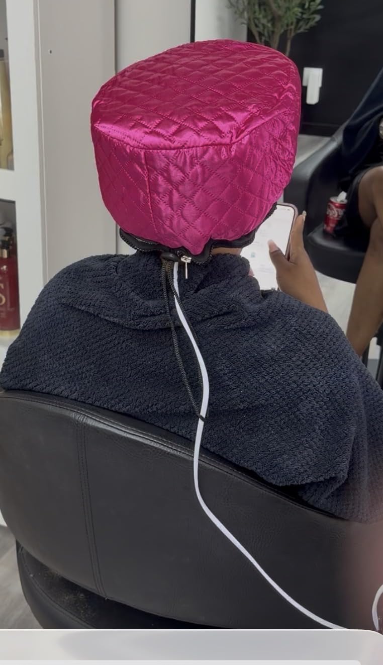 Heat Cap for Deep Conditioning, Ingeware Thermal Cap for Hair Steamer Cap for Natural Hair Portable Electric Heat Hair Spa Cap for Home Use Pattern (Solid Black) customer photo 1