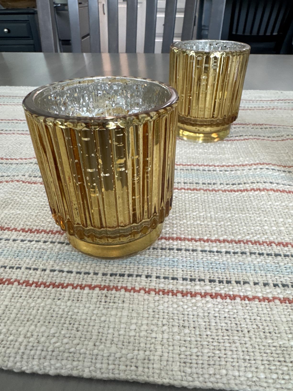 Kate Aspen Vintage Glass Tealight & Amber Votive Candle Holders (Set of 6) Rustic Fluted Candle Holder Set, Boho Home Decor, Wedding Table Centerpieces, Farmhouse Kitchen Table Decor customer photo 1