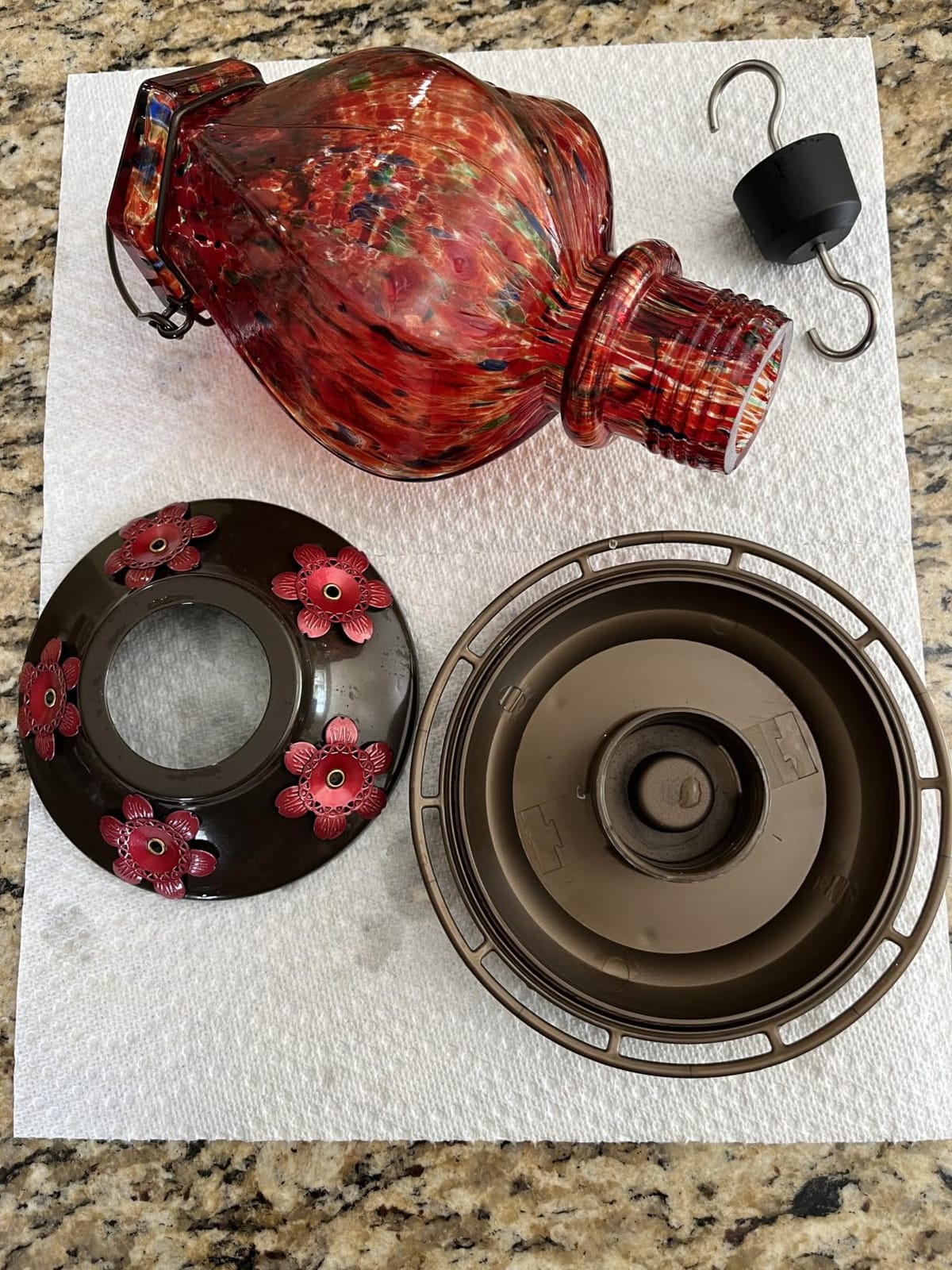 BOLITE Hummingbird Feeders for Outdoors Hanging, Hand Blown, Red, 22oz customer photo 1