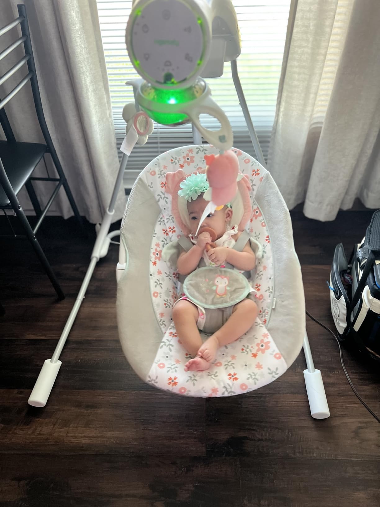 Ingenuity InLighten 5-Speed Baby Swing - Swivel Infant Seat, 5 Point Safety Harness, Nature Sounds, Lights - Van Elephant customer photo 1