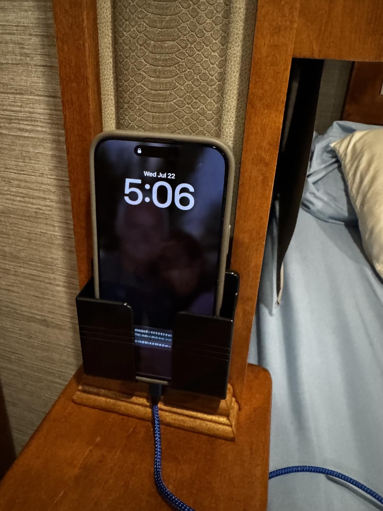 CEI&BPY 2Pcs Phone Holder Wall Mounted, Phone Stand with Self Adhesive. Phone Holder for RV Charging.Compatible with iPhone and Android (2Pack-Black) customer photo 1