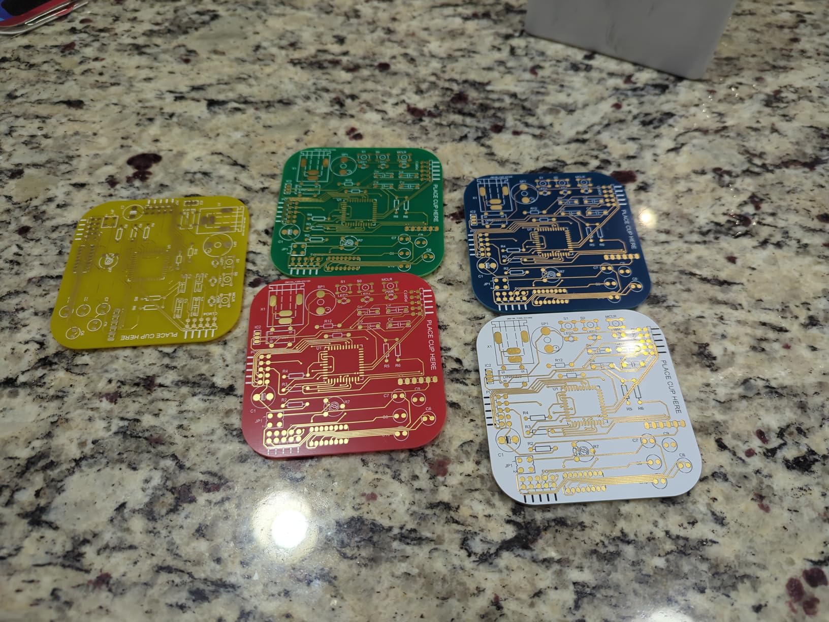 Coasters for Drinks in PCB-Design Green Coasters Decor with Immersion Gold Circuit Board for Coffee Table Bar Office Tech Gifts for Boyfriend Gamer Geek Engineer Dad Men Anniversary customer photo 2