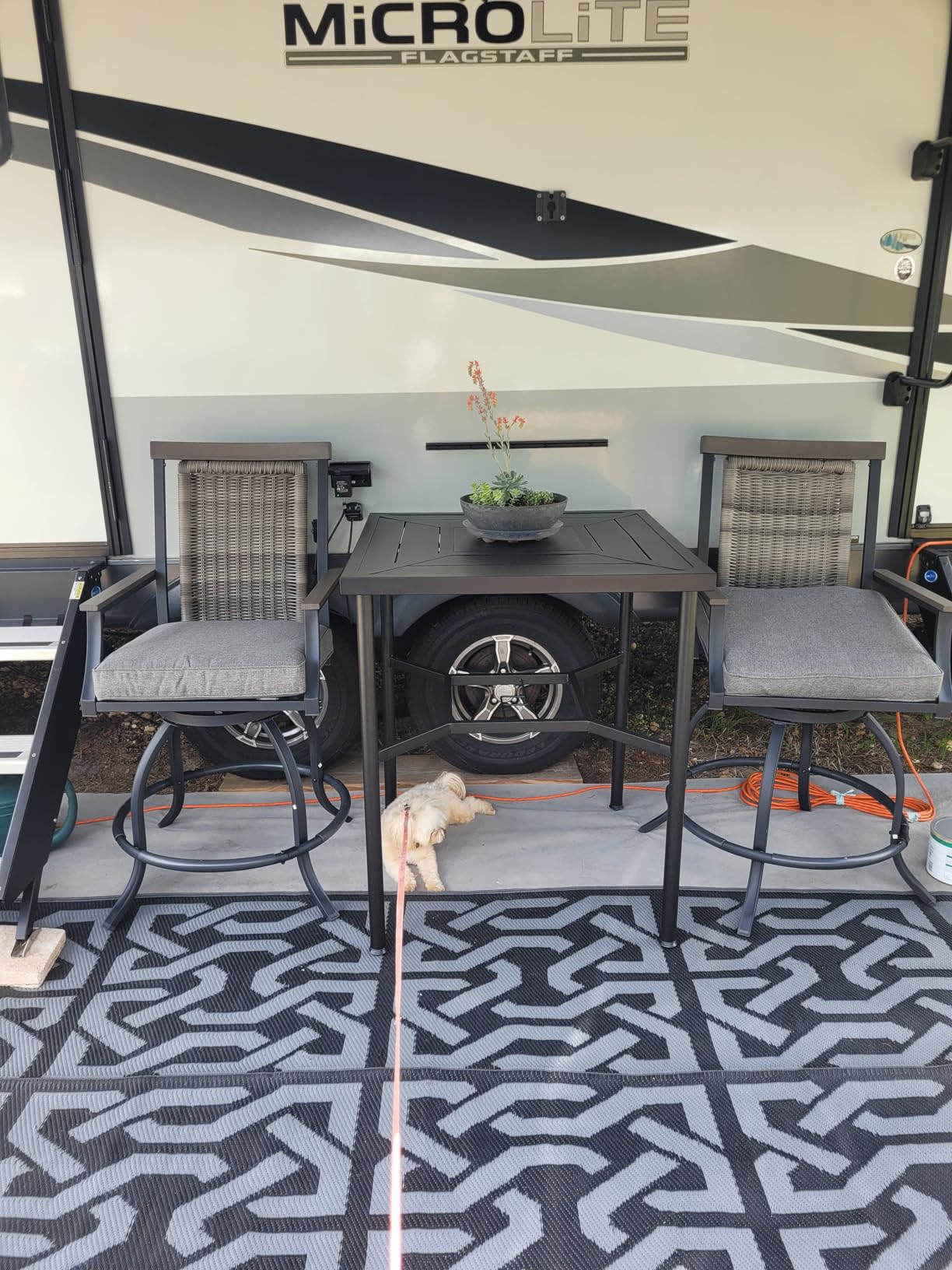 PHI VILLA Patio Bar Set 3 PCS,Bar Height Outdoor Table and Chairs customer photo 2