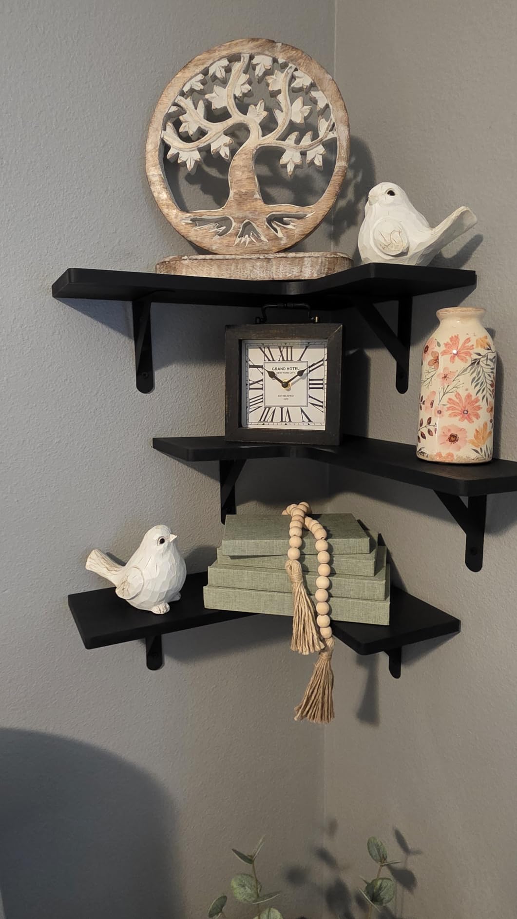 Fixwal Conner Shelves Wall Mounted for Decor, Black Set of 5 customer photo 2
