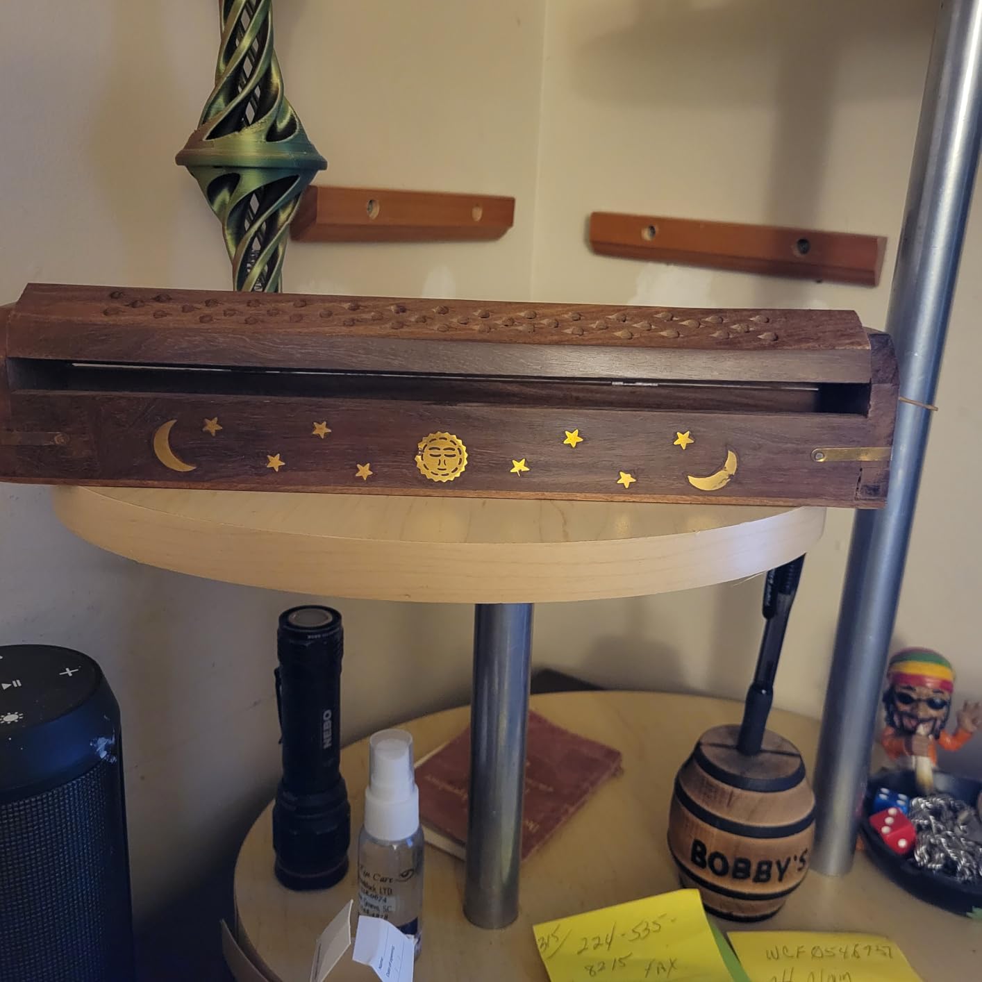 COTTON CRAFT Sheesham Wood Incense Burner Holder -Sun Moon Star Brass Inlay customer photo 1