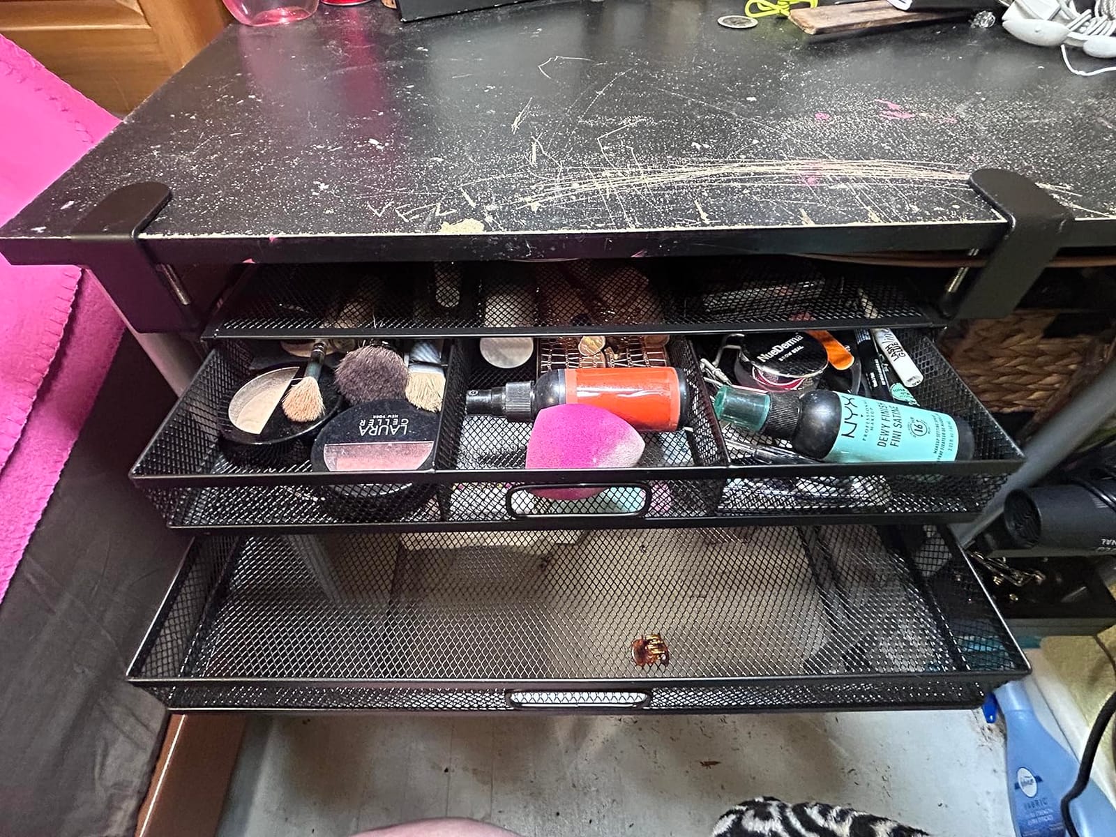 Homeify Under Desk Drawer Organizer Clamp-On, Mesh Metal Drawer Attachment, 2 Drawer Slide Out customer photo 2