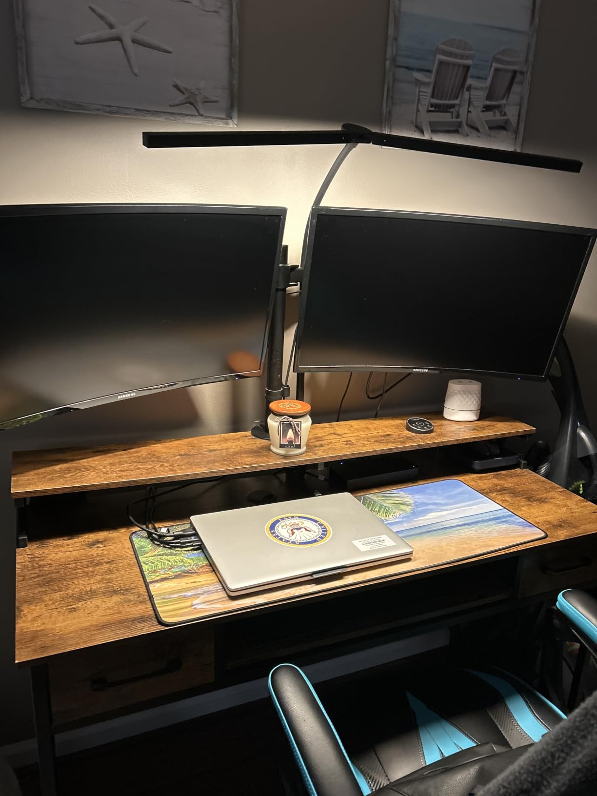 Pzloz Led Desk Lamp for Office Home - Eye Caring Architect lamp with Clamp, Dual Screen Computer Monitor Work Smart Light: 24W 5 Color Flexible Adjustable Lighting Table Lamp for Study Drafting customer photo 2