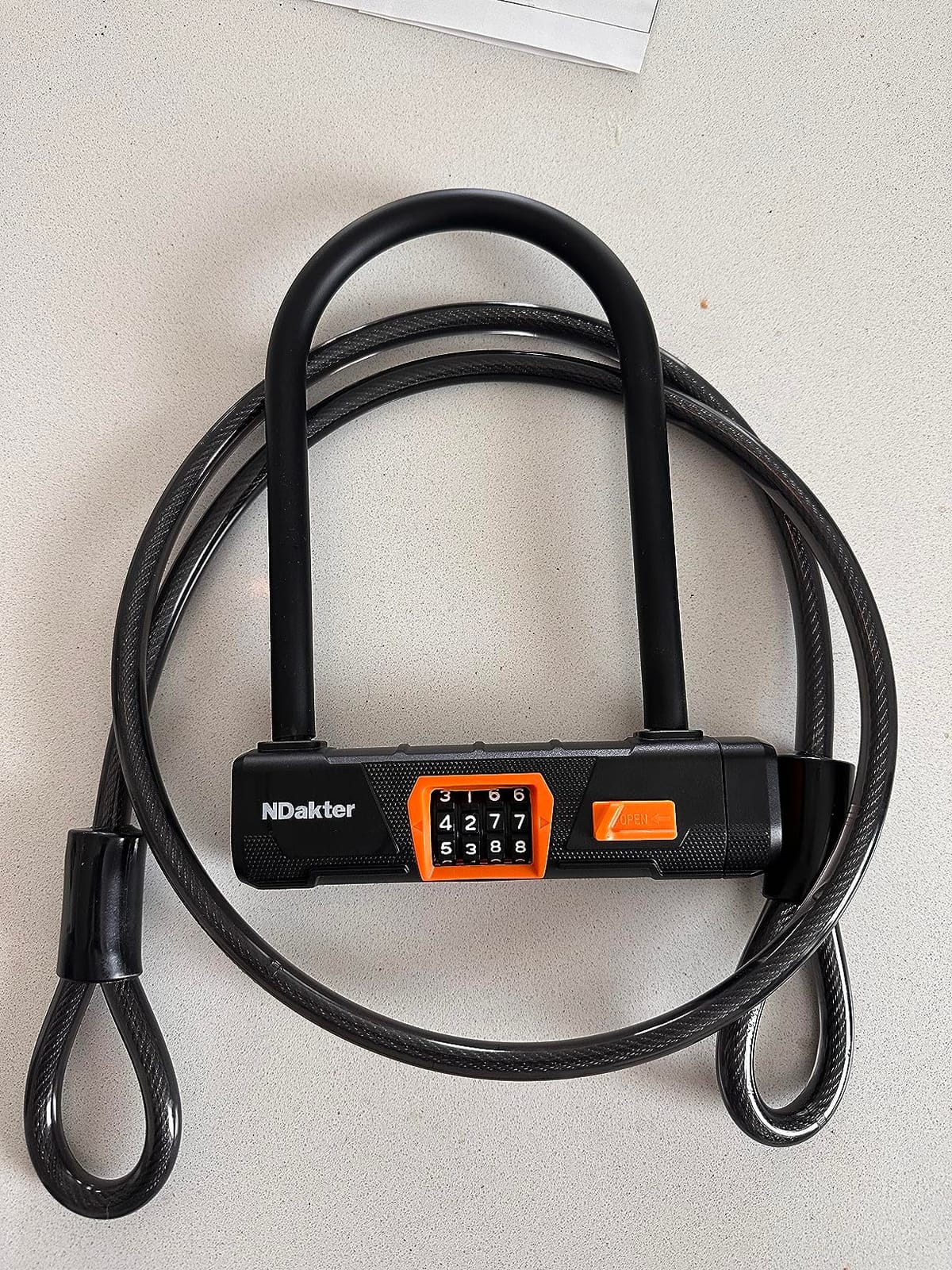 NDakter Bike Locks Heavy Duty Anti Theft, Combo Bike U Lock, 4-Digit Resettable Combination Bicycle Lock, Large U Shaped Ebike Lock with 5Ft Steel Cable for Electric Bike, Escooter, Motorcycle,Door customer photo 2