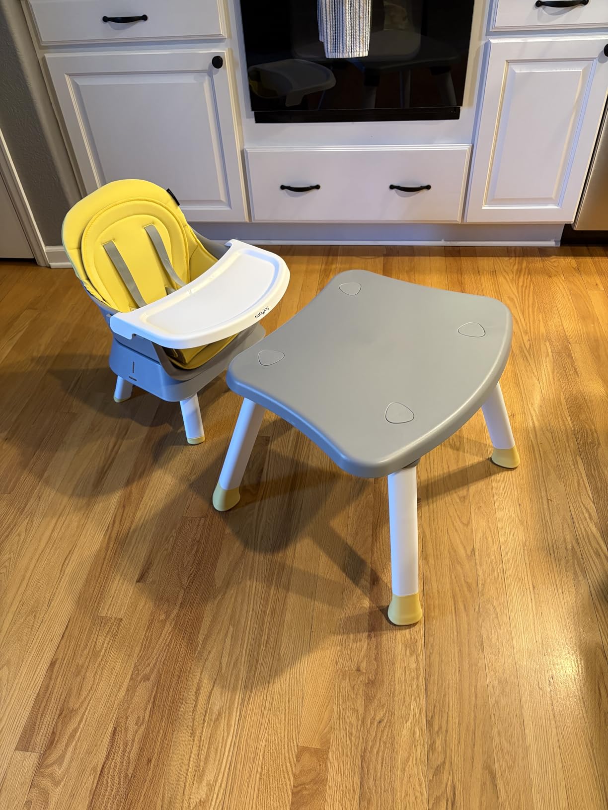 BABY JOY Baby High Chair, 8 in 1 Convertible Highchair for Babies & Toddlers | Booster Seat | Table and Chair Set | Building Block Table | Toddler Chair with Safety Harness, Removable Tray (Gray) customer photo 1