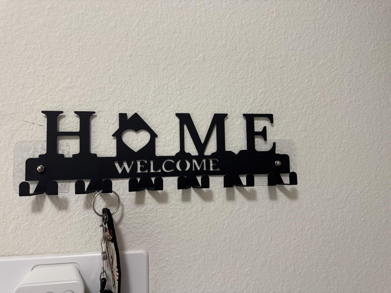 Key Holder Wall Mount, Adhesive Key Hanger with 12 Hooks, Black customer photo 1