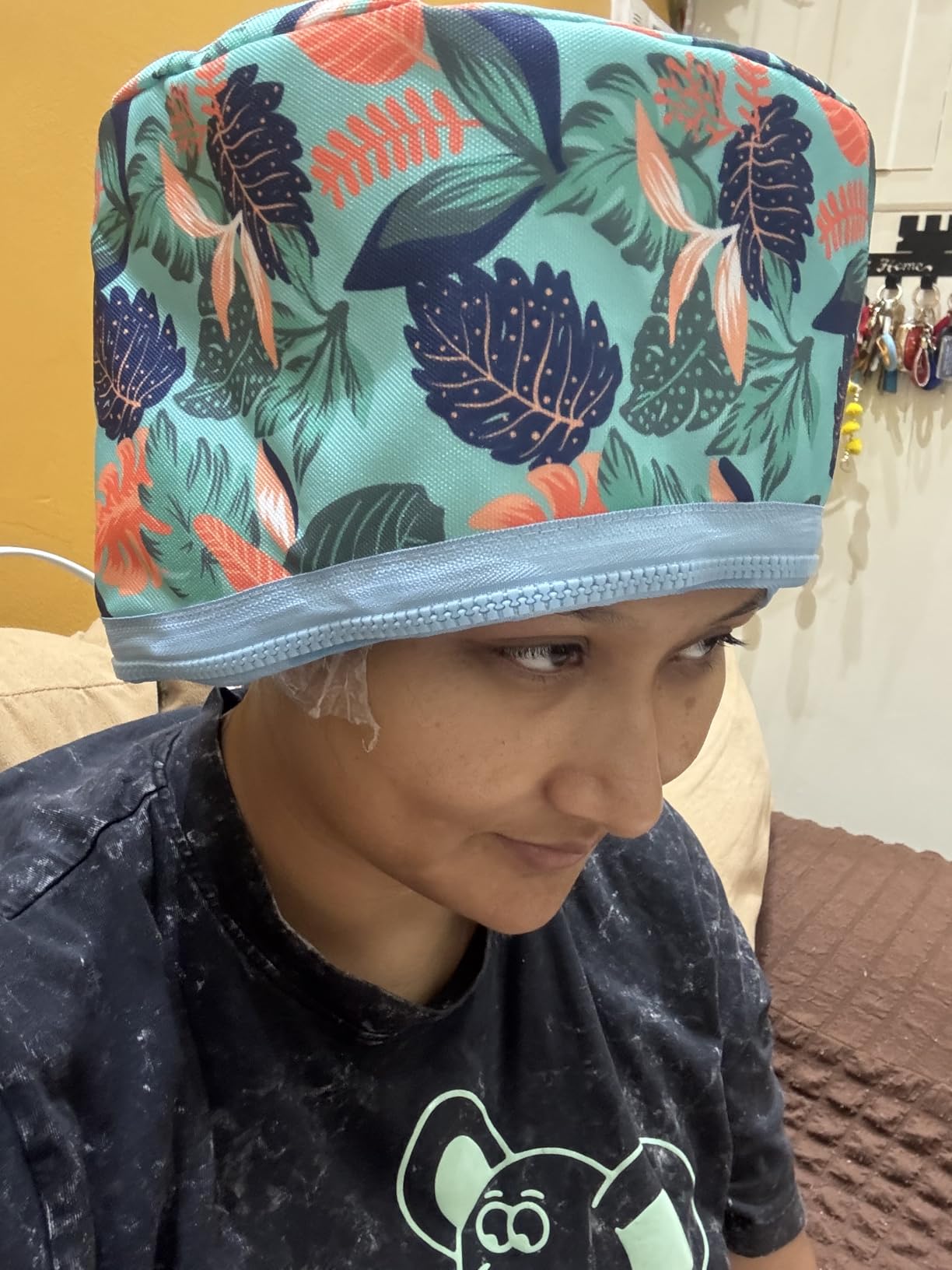VICARKO Hair Steamer Thermal Heat Cap for Deep Conditioning Hawaii Blue customer photo 1