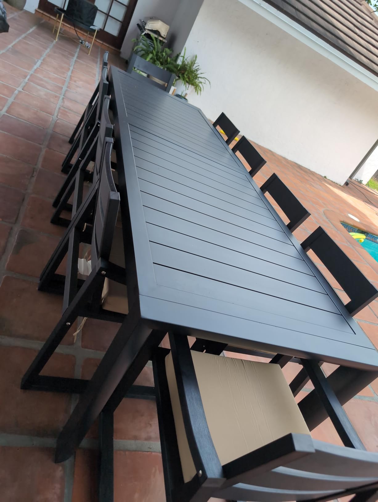 PURPLE LEAF Patio Dining Table for 10, All Aluminum Frame Height Adjustable customer photo 2