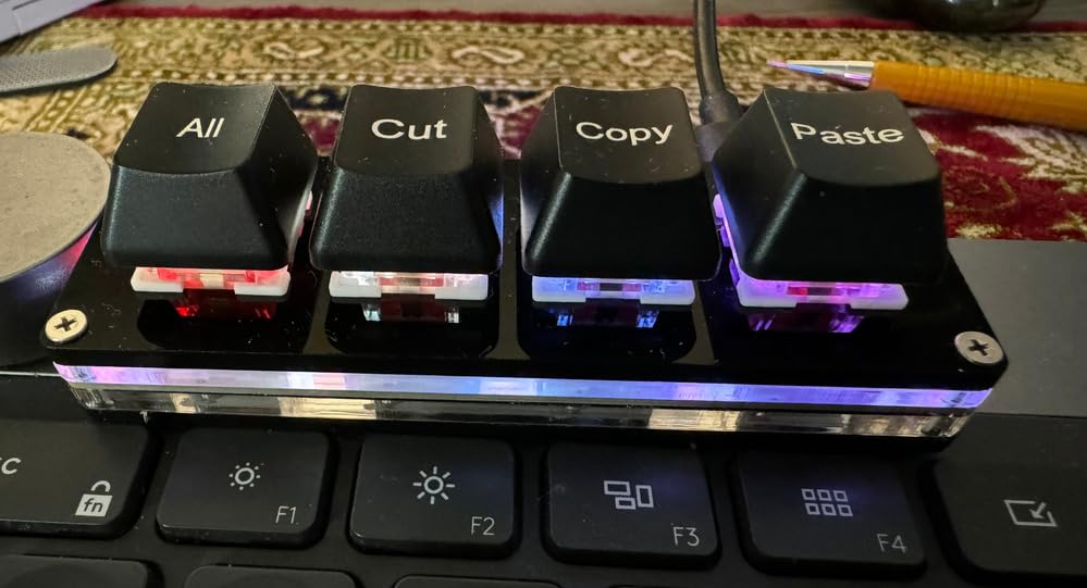 BTXETUEL Mini 4-Key Select-All Cut Copy Paste Macro Pad Ctrl A X C V Shortcut One Handed Keyboard RGB Gaming Mechanical Keyboard OSU Keypad Programmable Keyboard for Working and Gaming. (Black) customer photo 1