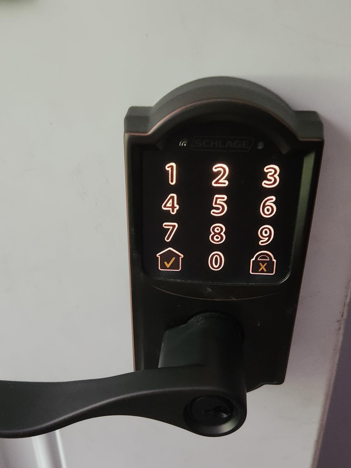 Schlage Encode Smart WiFi Lock, Lever Handle, Camelot Trim, Aged Bronze | Keyless door lock with handle, Touchscreen keypad, App control, Alexa, Google, Ring & Airbnb compatible customer photo 2