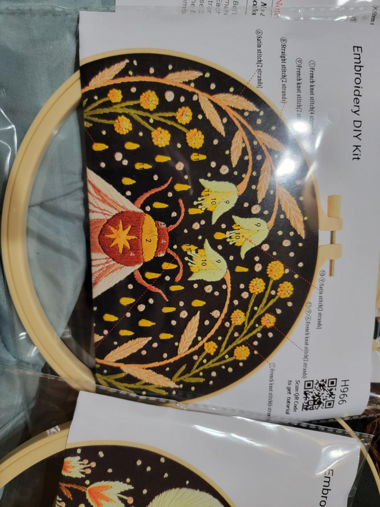 Embroidery Kits for Beginners Adults, Stamped Cross Stitch kits for Adult Beginners Embroidery Starter Kit with Pattern, 3 Embroidery Hoop and Fabric, Needles Threads (Attached Teaching Video QR Code) customer photo 1