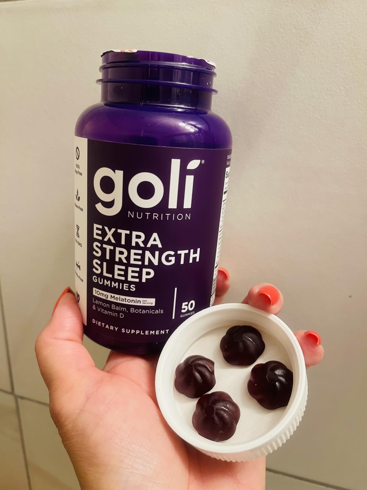Goli Nutritional Supplement, Extra Strength Sleep Gummy 10mg Melatonin - 1 Pack 50 Count - Gluten-Free, Vegan, Non-GMO, and Gelatin-Free customer photo 1