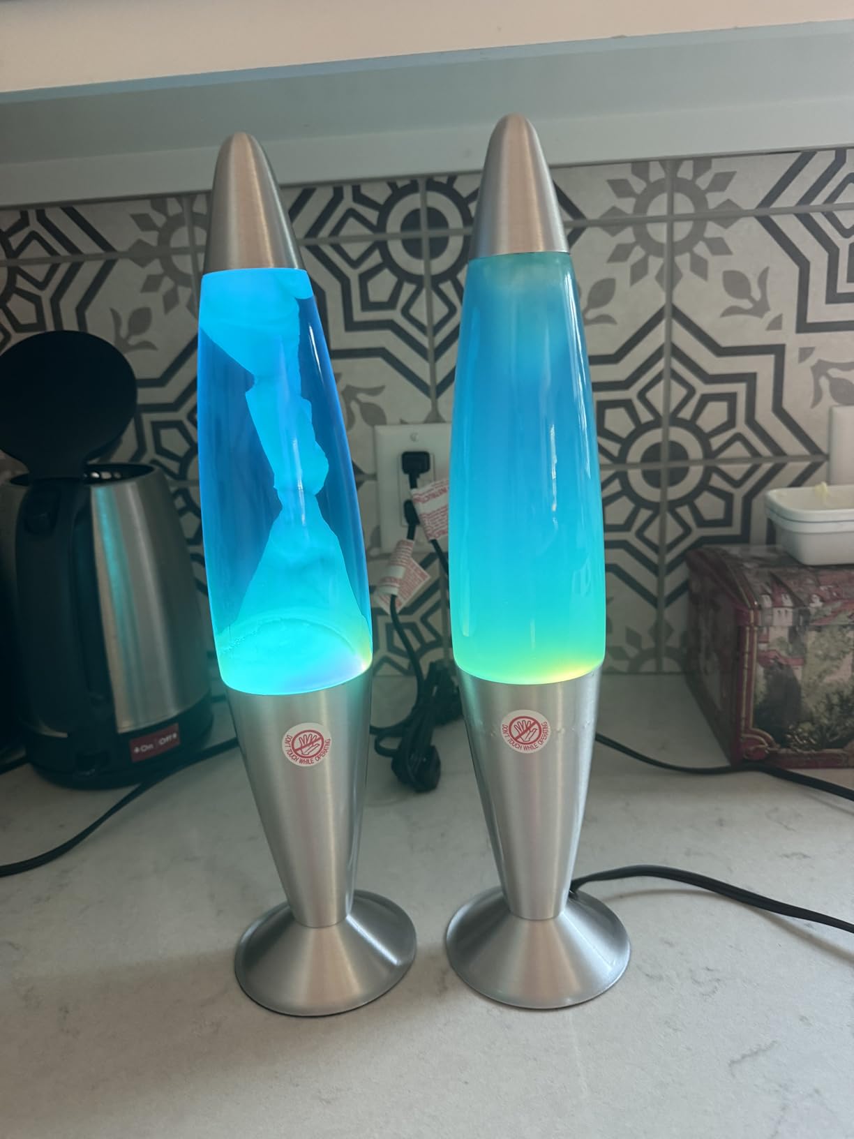 16 Inch Vintage Motion Lamp, 2 Bulbs, Stress Lamp, Relaxing Night Light Mood Lighting Home Decor Living Room Office Bedroom for Adults, Teens and Kids, White Wax Blue Liquid customer photo 1