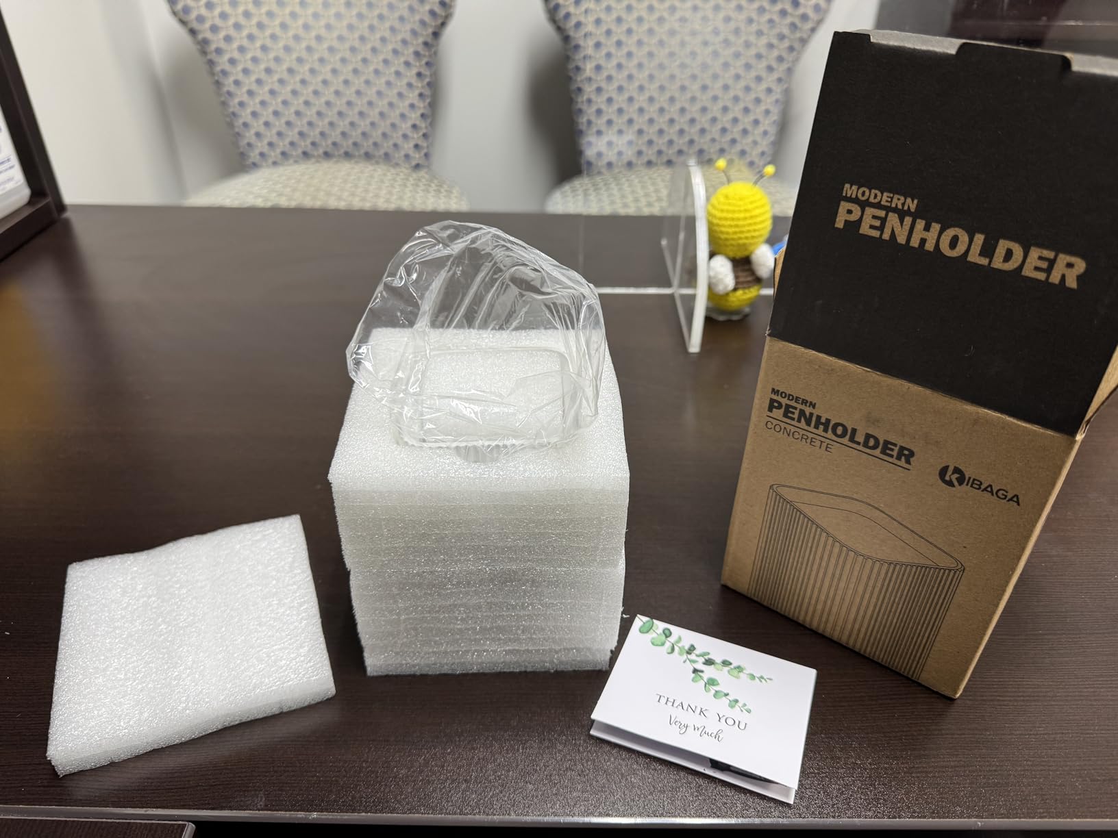 KIBAGA Aesthetic Pen Holder for Desk - Modern Concrete Pencil Holder & Cup customer photo 2